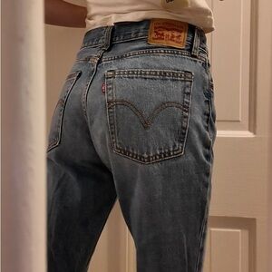 Levi's denim high rise cropped jeans medium wash